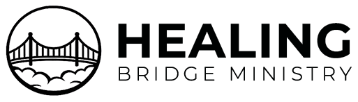 Healing Bridge Ministry black logo with bridge illustration and modern ministry typography.